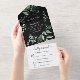 Emerald Green Eucalyptus Greenery Wedding RSVP