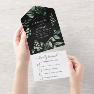 Emerald Green Eucalyptus Greenery Wedding RSVP