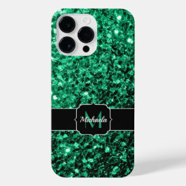 Emerald Green faux glitter sparkles bling Monogram