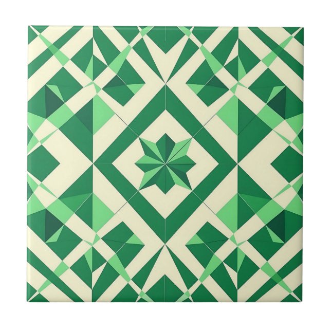 Emerald Green Geometric Star Pattern (Frente)