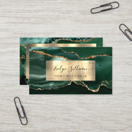 Emerald Green Gold Foil Agate Cartão de visita