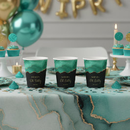 Emerald Green Gold Glitter  Watercolor Marble