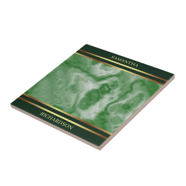 Emerald Green Marble E Dourado Strike Name (Lateral)