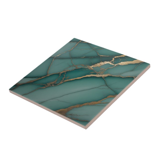 Emerald Green Marble & Gold Vein Luxe Accent  (Lateral)