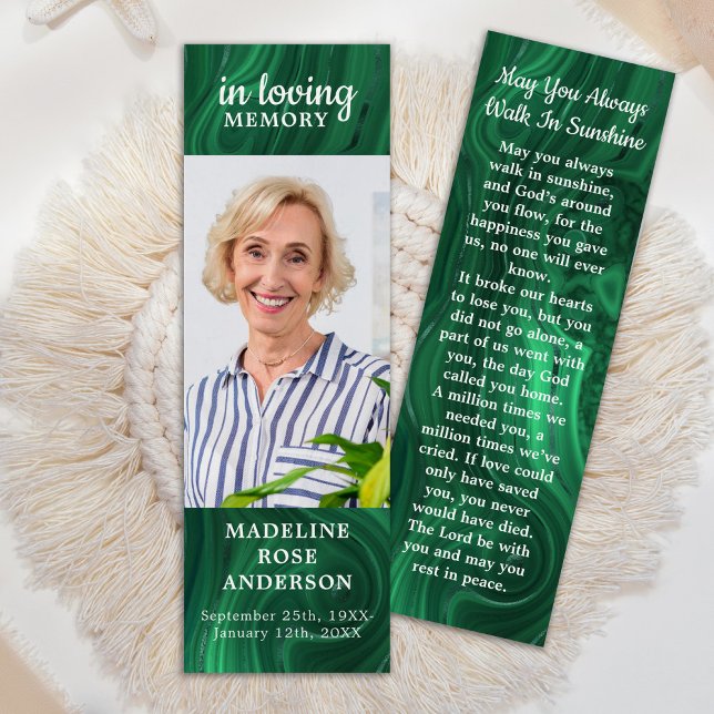 Emerald Green Memorial Funeral Poem Bookmark (Criador carregado)