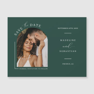 Emerald Green Photo Save the Date Magnetic Card (F