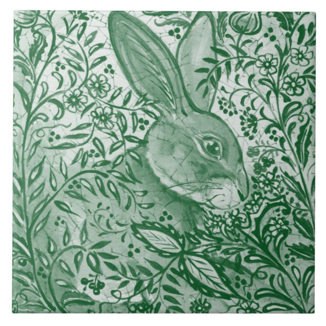 Emerald Green Rabbit Bunny Intricate Folaf Floral (Frente)