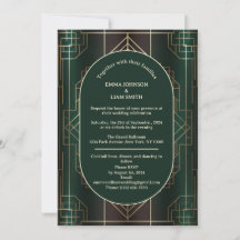 Emerald Green Roaring 20s Convite para Casamento