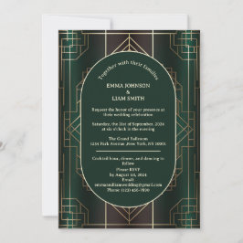 Emerald Green Roaring 20s Convite para Casamento
