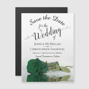 Emerald Green Rosa Wedding Salve o ímã de data