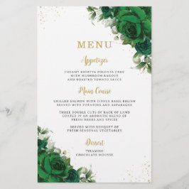 Emerald Green Roses Floral Flowers Menu Sheet 