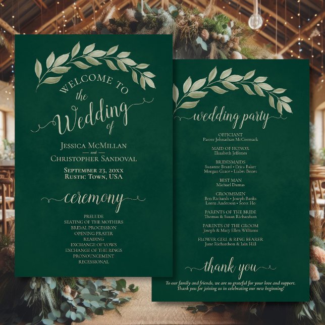 Emerald Green & Sage deixa o programa de casamento (Front/Back)