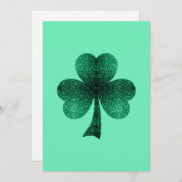 Emerald Green Sparkles Shamrock Clover Convite