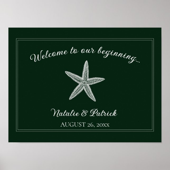 Emerald Green Starfish Poster de boas-vindas (Frente)