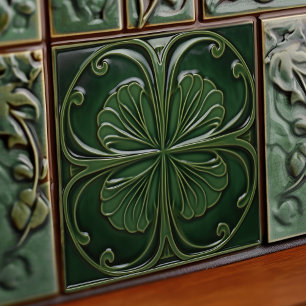 Emerald Green Wall Decor Art Nouveau Ceram