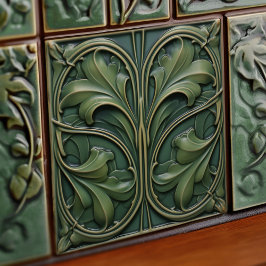 Emerald Green Wall Decor Art Nouveau Ceram