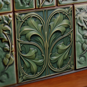 Emerald Green Wall Decor Art Nouveau Ceram