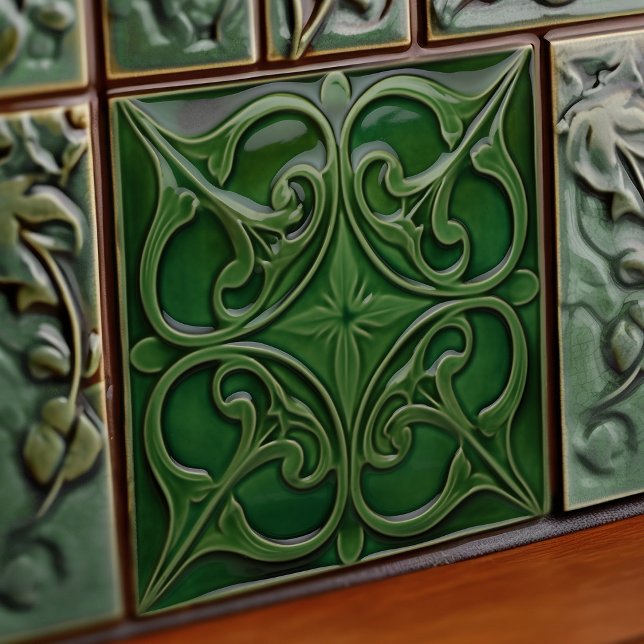 Emerald Green Wall Decor Art Nouveau Ceram (Criador carregado)