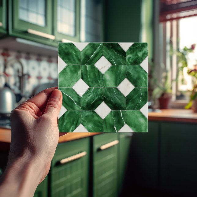 Emerald Green Wall Decor Art Nouveau Mosaico (Criador carregado)