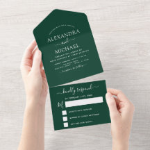 Emerald Green Wedding Modern Typografia RSVP