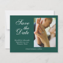 Emerald Green Wedding Photo Save the Date Card