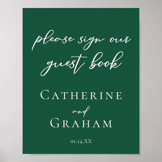 Emerald Green Weding Sign Our Guest Book Poster (Frente)