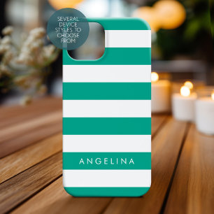 Emerald Green & White Striped Patterm Nome Persona