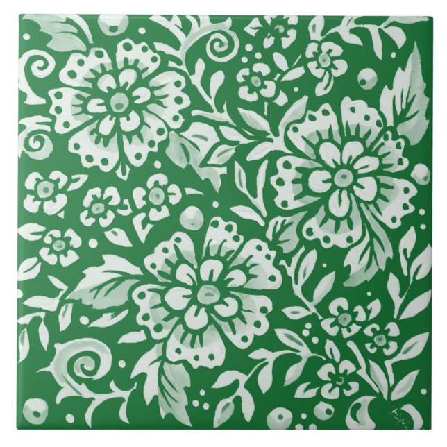 Emerald Green Woodland Chinoiserie Floral (Frente)