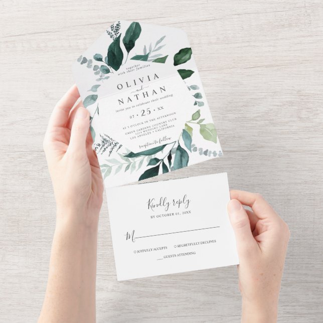 Emerald Greenery Frame Deixa-Se Casado Em Um Único (Aba destacável)