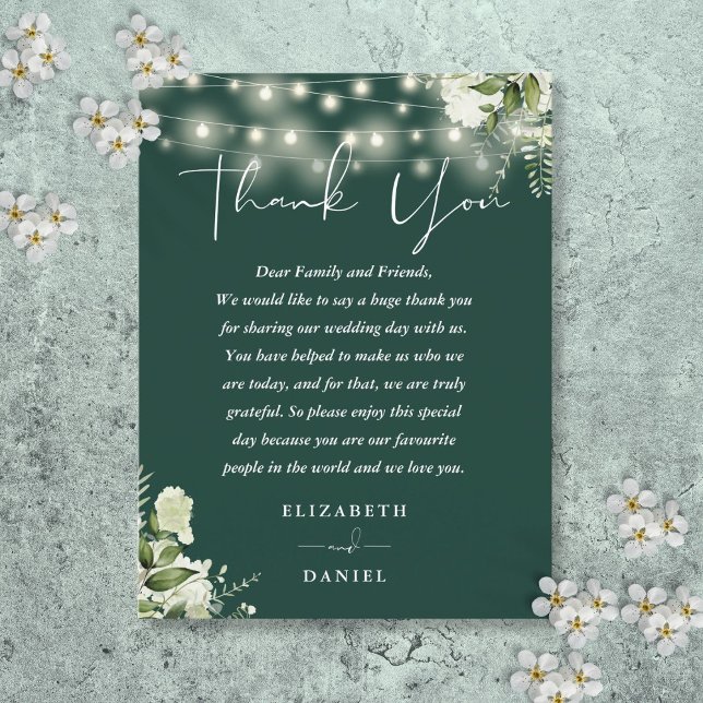 Emerald Greenery Obrigado Cartão de Casamento (Emerald Greenery Thank You Wedding Place Card)