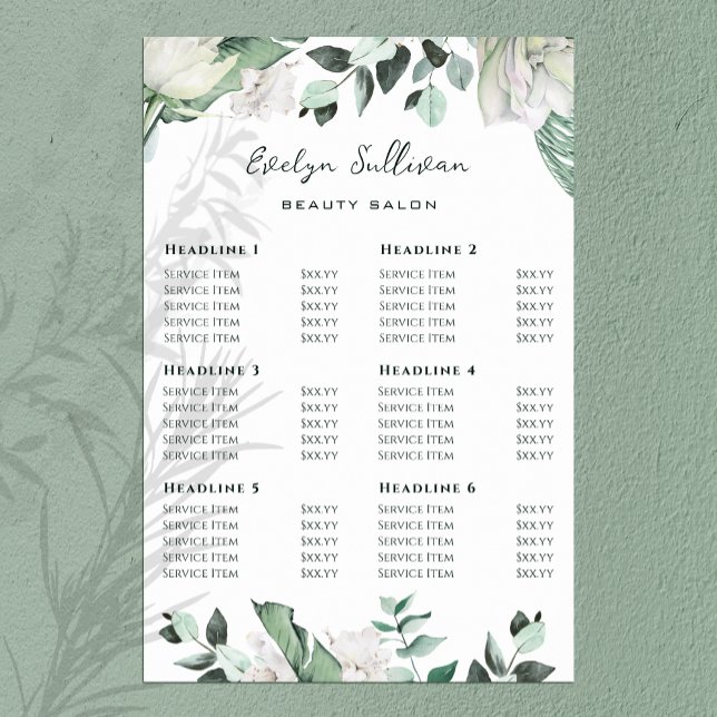 Emerald Greenery Price List Poster (Criador carregado)