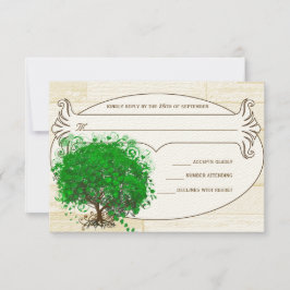 Emerald Heart Leaf Tree Barn Wood Weding RSVP