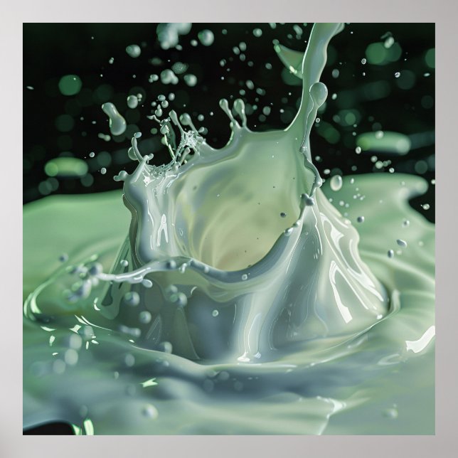 Emerald Liquid Explosion Art Poster (Frente)