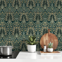 Emerald Peacocks Art Nouveau Wallpapers