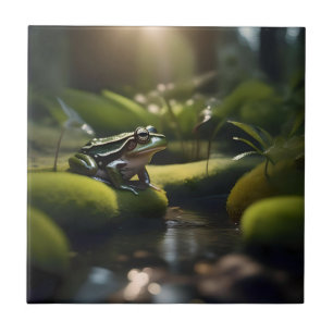 Emerald Serenity: Um Sapo Verde perto do rio,