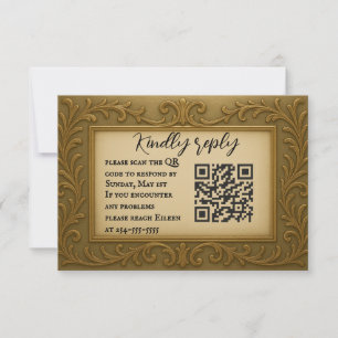 Emitido com cartão RSVP de Casamento de Código QR