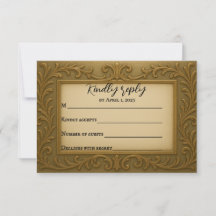 Emitido em Placa RSVP de Casamento Dourado