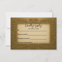 Emitido em Placa RSVP de Casamento Dourado