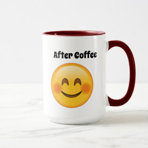 Emoji antes & após da caneca de café