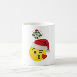 emoji beija com a caneca de natal alegre de unha