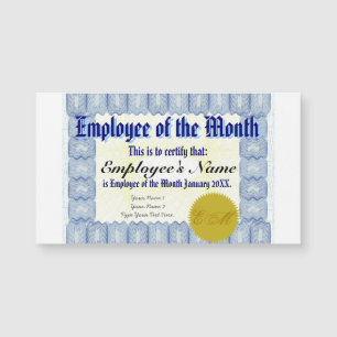Empregado do certificado do mês
