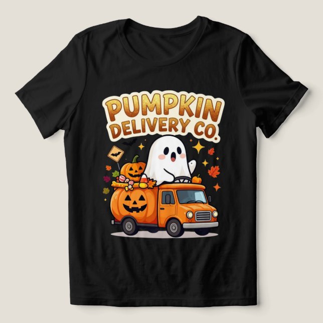 Empresa de Entrega de Abóbora Fantasma Fofa Hallow (Design frontal)