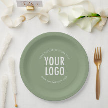 Empresa de Pratos de Papel Verde Sálvia Logotipo M