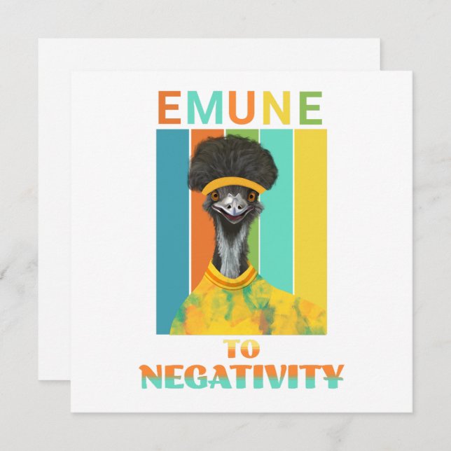 Emu Bird Pun Engraçado - Emune à Negatividade (Frente/Verso)