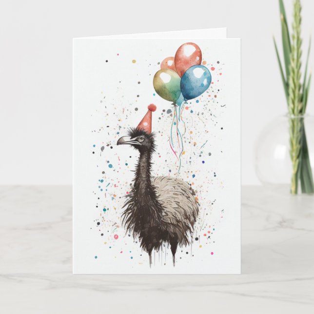 Emu com Cartão de Saudação de Chapéu do Partido e  (Frente)