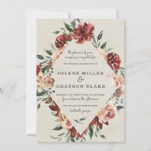Enamorarse Convite de Casamento Floral Rústico