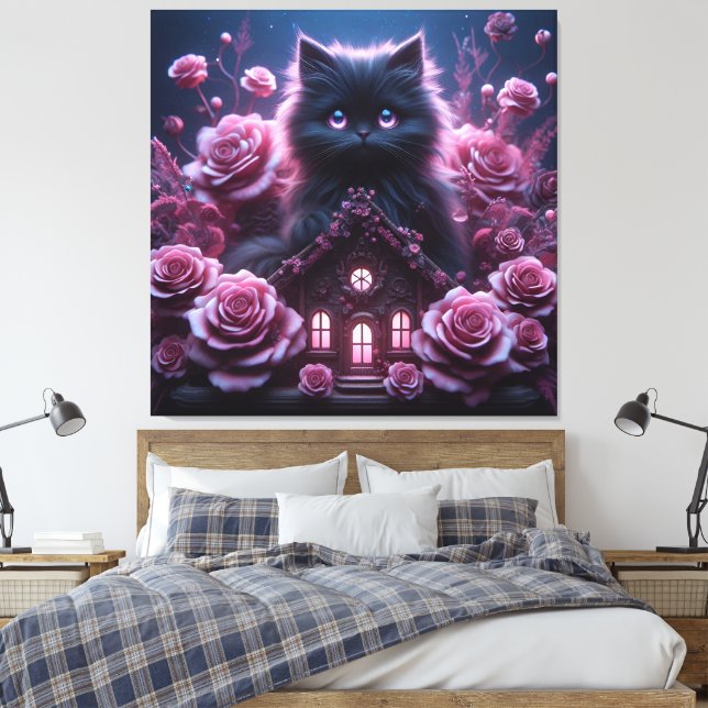 Encantado Kitten Haven: Impressão de Arte 3D Dark  (Insitu(Quarto))
