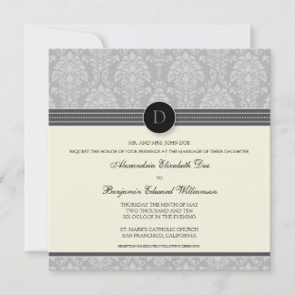 Encantador convite para casamento na Praça Damask: