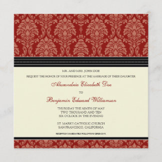 Encantador convite para casamento na Praça Damask: