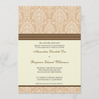 Encantador Damask 5x7 Convite Para Casamento: esti